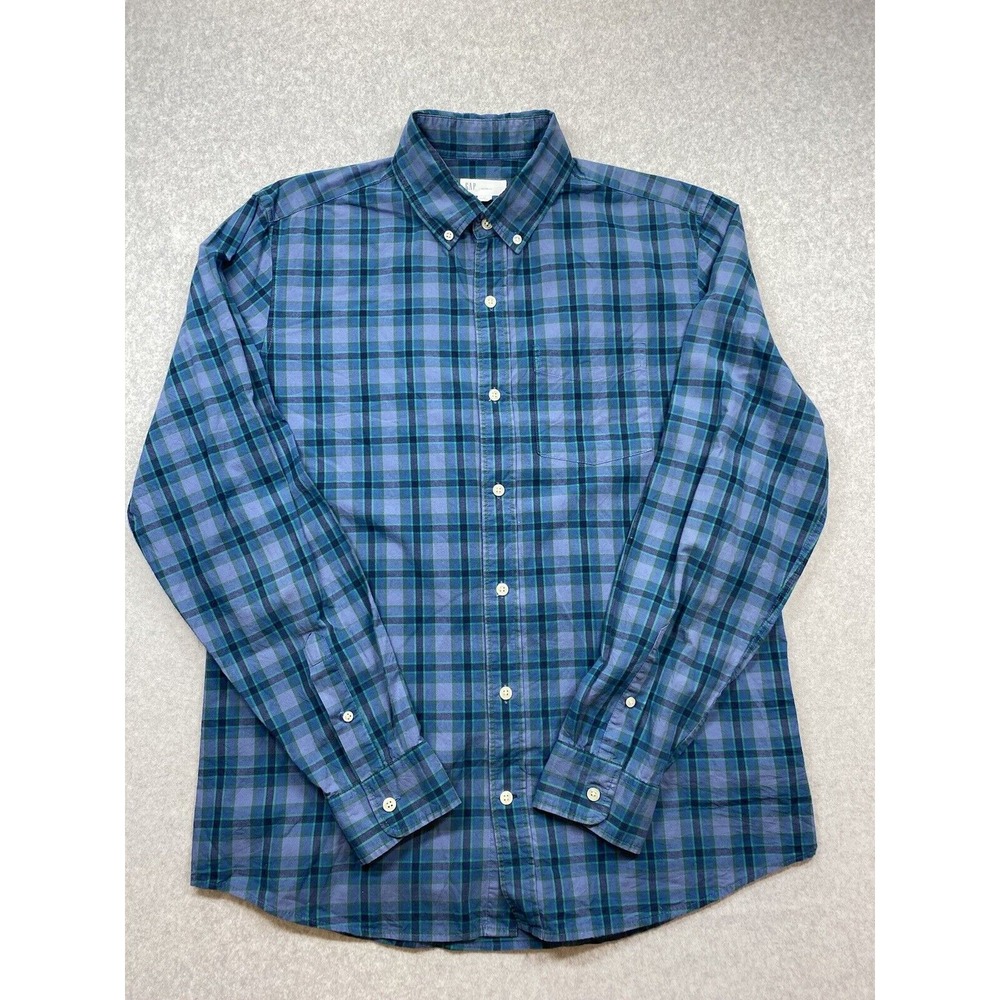 Gap Shirt Mens Medium Blue Plaid Casual Party Event Cocktail Workwear Office